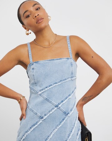 Light Blue Seamed Column Maxi Dress