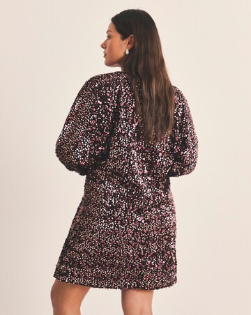 Burgundy Velour Sequin Mini Dress