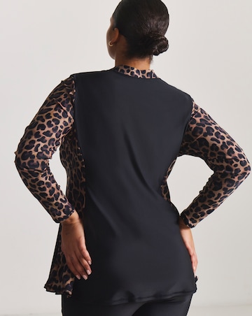 Sports Swim Rash Guard Black/Leopard