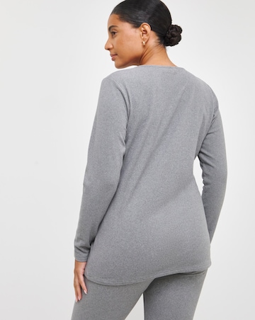Pretty Secrets Thermal Brushed Fleece Long Sleeve Top - Grey