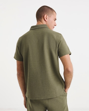 Textured Jersey Co-Ord Shirt- Khaki