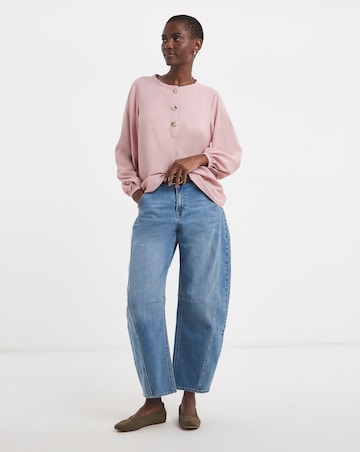 Button Detail Volume Sleeve Blouse