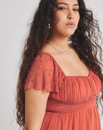 Little Mistress Frilled Sleeve Maxi Occasion Dress