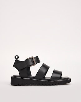 Lyla Leather Chunky Buckle Sandals - Extra Wide Fit (EEE)