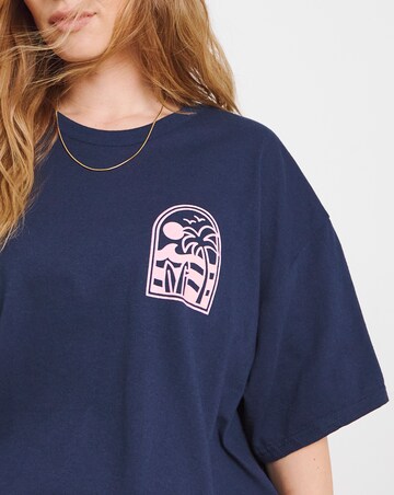 Simply Be Navy Puff Print Back Surf Club T-Shirt