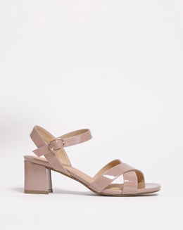 Block Heel Crossover Vamp Sandal - Wide Fit (E)