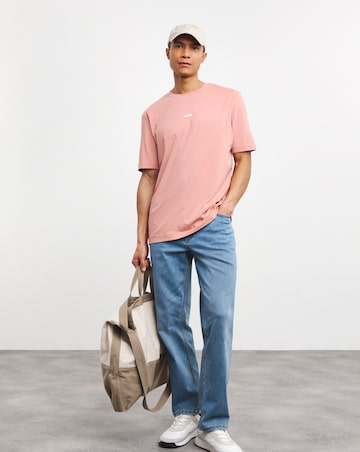 BOSS Short Sleeve Pink Centre Logo T-Shirt