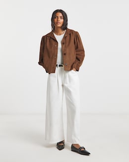 Simply Be Tan Funnel Neck Suedette Jacket