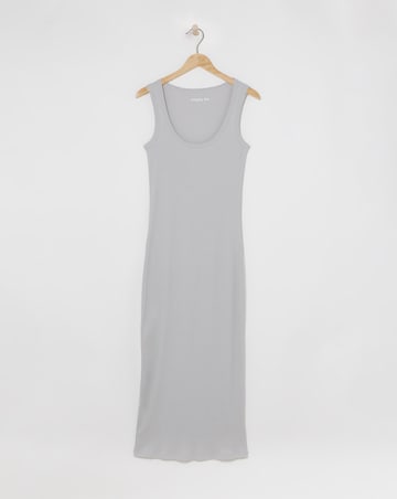 Simply Be Grey Ribbed Scoop Neck Maxi Dress