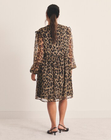 Leopard Bow Georgette Skater Dress