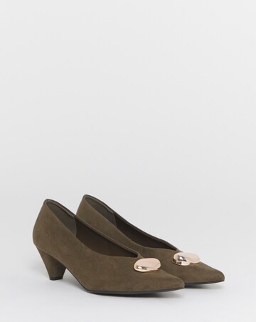 Nevis Kitten Heel Hardware Trim V Cut Court Shoes - Wide Fit (E)