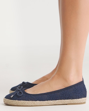 Simply Be Arielle Broderie Ballerina Espadrille - Wide Fit (E)