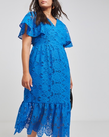 Lovedrobe Blue Lace Cap Sleeve Midaxi Dress