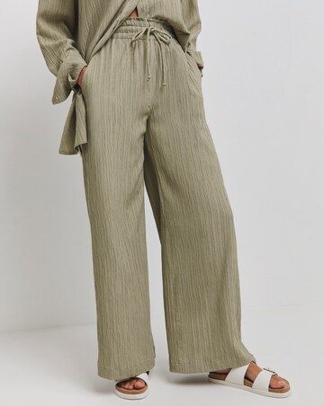 Sage Textured Wide Leg Trousers