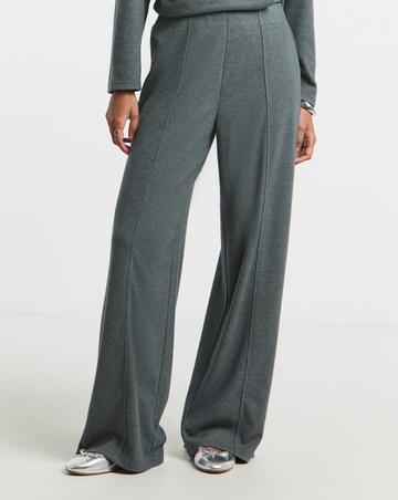 Charcoal Marl Ribbed Wide Leg Trousers