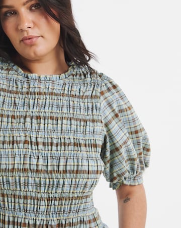 Multi Check Peplum Blouse