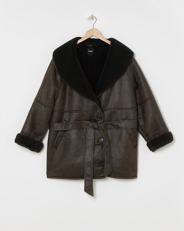 Dark Brown Shawl Collar Aviator