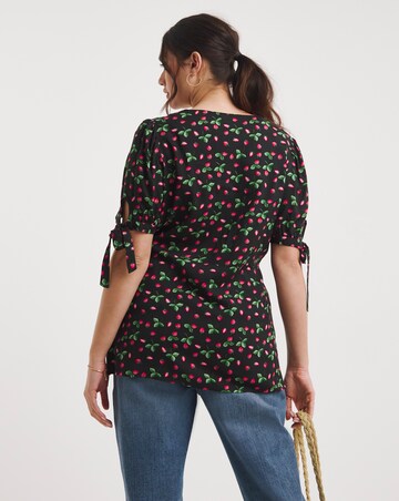 Joe Browns Tie Detail Woven Strawberry Print Top