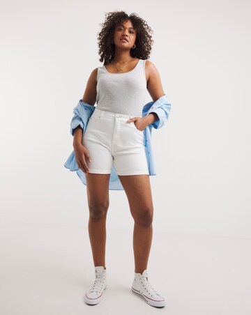 Simply Be White 24/7 Mid Shorts