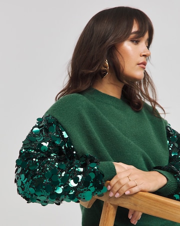 Lovedrobe Disc Sequin Sleeve Jumper