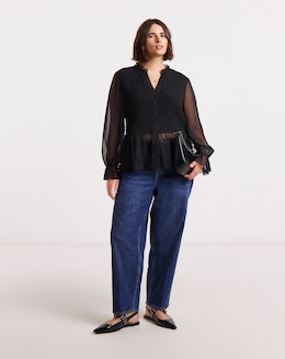 Simply Be Shirred Georgette V-Neck Blouse