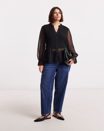 Simply Be Shirred Georgette V-Neck Blouse