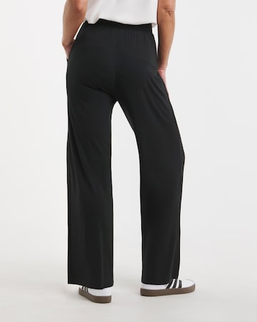 Black Jersey Wide Leg Trousers