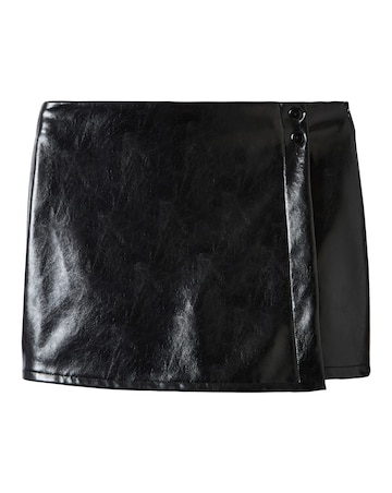 Black Vinyl Wrap Mini Skort