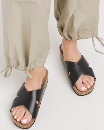 Rena Leather Crossover Footbed Mule - Wide Fit (E)