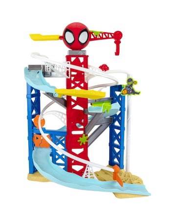 Marvel Spidey and His Amazing Friends Construction Zone Chaos Race Track Set