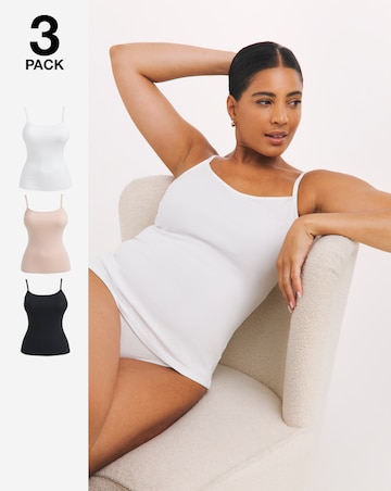 Pretty Secrets (3 Pack) Cotton Vests Black/White/Blush