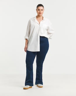 Simply Be Womens Stretch Flared Pull On Jeggings - Dark Blue