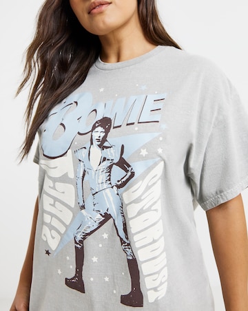 Washed Grey David Bowie License T-Shirt