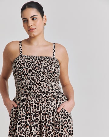 Shirred Bandeau Beach Jumpsuit