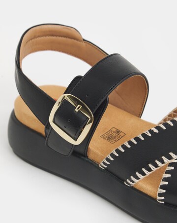 Heavenly Feet Dina Stitch Detail Buckle Sandals - Extra Wide Fit (EEE)