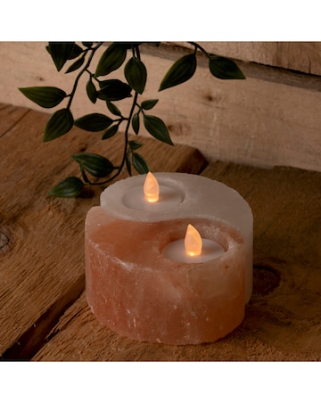 Serenity Yin and Yang Rock Salt Double Tea Light Holder