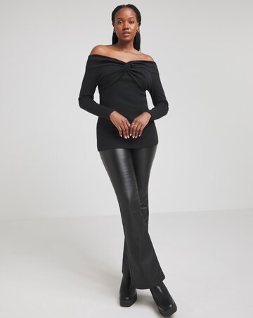 Black Knot Front Bardot Top