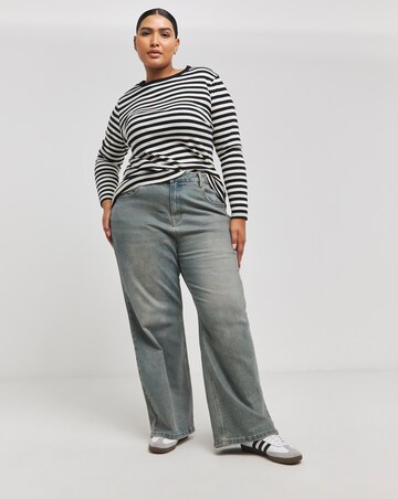 Black & Ivory Stripe Ribbed Long Sleeve Top