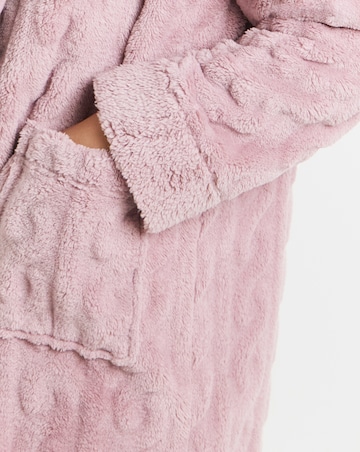 Pretty Secrets Fleece Cable Lounge Cardigan Pink