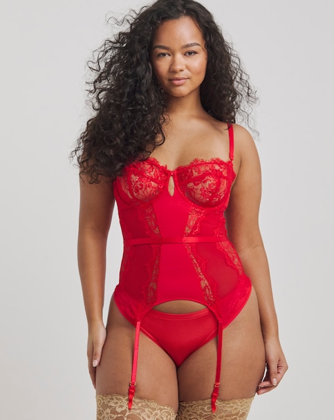 Figleaves Pulse Underwired Balcony Basque - Red