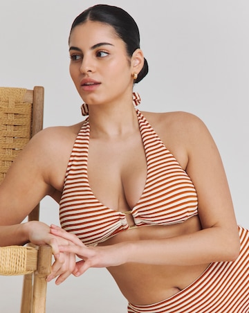 Chelsea Peers Multi Rib Halter Neck Bikini Top Multi