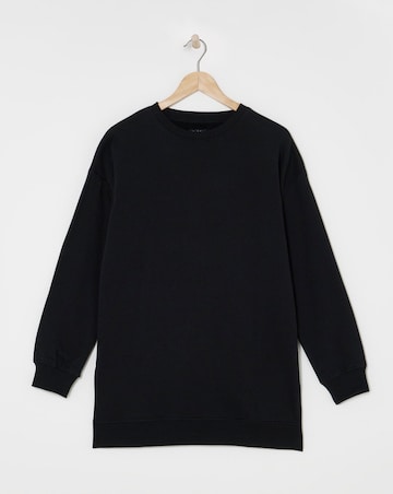 Basic Black Side Split Longline Sweatshirt Tunic