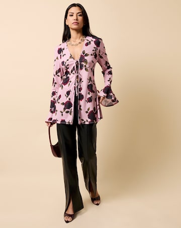 Little Mistress Multi Floral Print Tie Detail Top