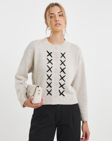 Native Youth Cross Stitch Knitted Cardigan