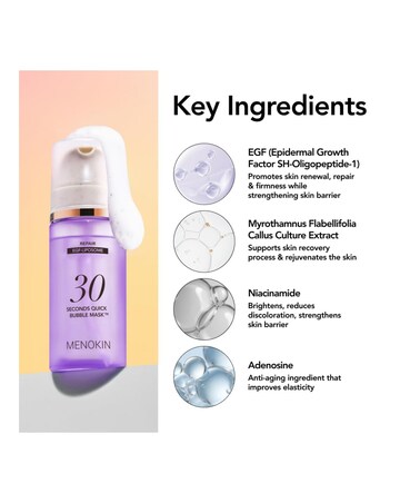 Menokin 30 Seconds Repair EGF Liposome No Rinse Bubble Mask 95ml