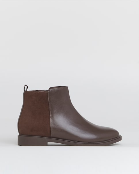 Ruth Classic Mixed Material Ankle Boot - Wide Fit (E)