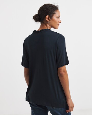 Navy Frill Neck Top