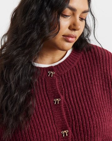 Lovedrobe Button Bow Chunky Cardigan