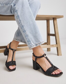 Oprah Low Block Heel T Bar Sandals - Extra Wide Fit (EEE)