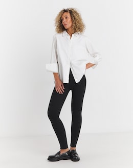 Black Zip Hem Ponte Leggings